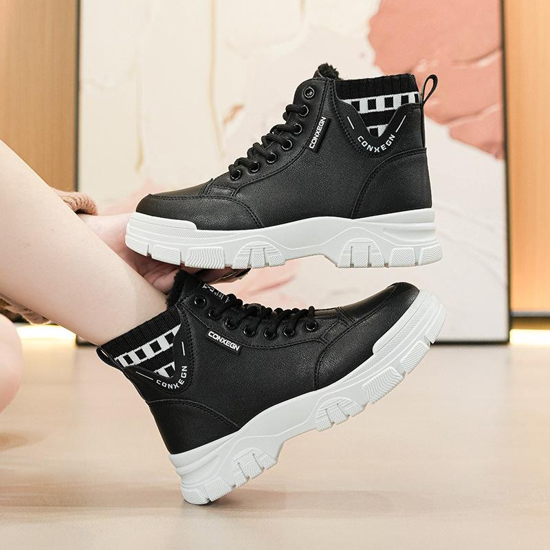 Winter New High-top Cotton Shoes Ins Student Platform-soled Velvet Sports Snow Boots H