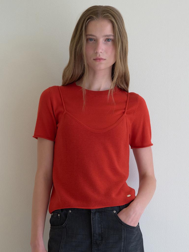 Lcve Bustier Overlay Knit Top_Red