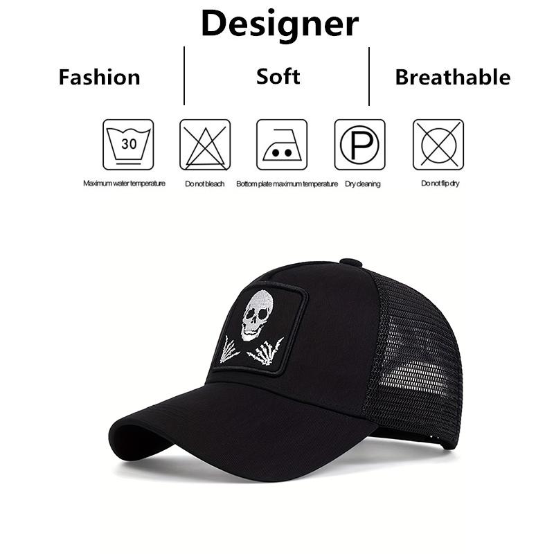 Unisex Skull Finger 666 Embroidery Baseball Net Caps Spring And Summer Outdoor Adjustable Casual Hats Sunscreen Hat