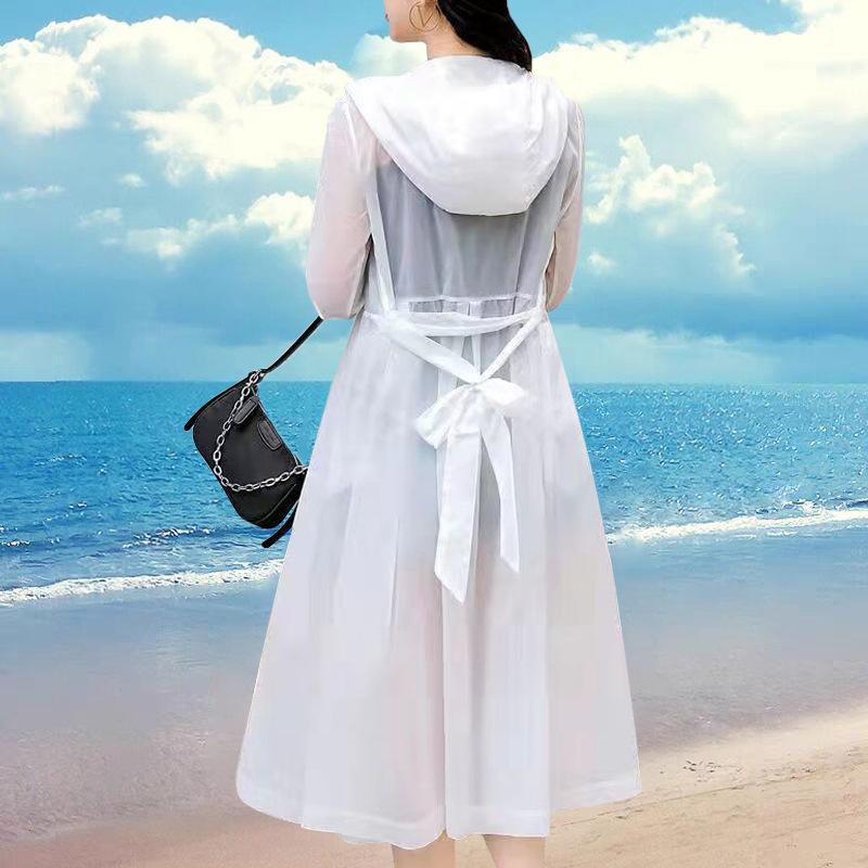 Sunscreen Clothing Women's Summer Long Korean Version of The Loose and Thin Super Fairy Outdoor Hooded Cardigan Sunscreen Clothing Thin Jacket