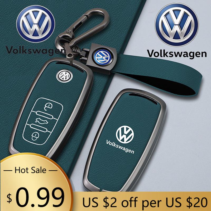 For VW Volkswagen Jetta MK5 Golf Zinc Alloy Leather Car Key Case Cover Holder Shell Fob For VW Tiguan Touran Caddy Beetle Jetta