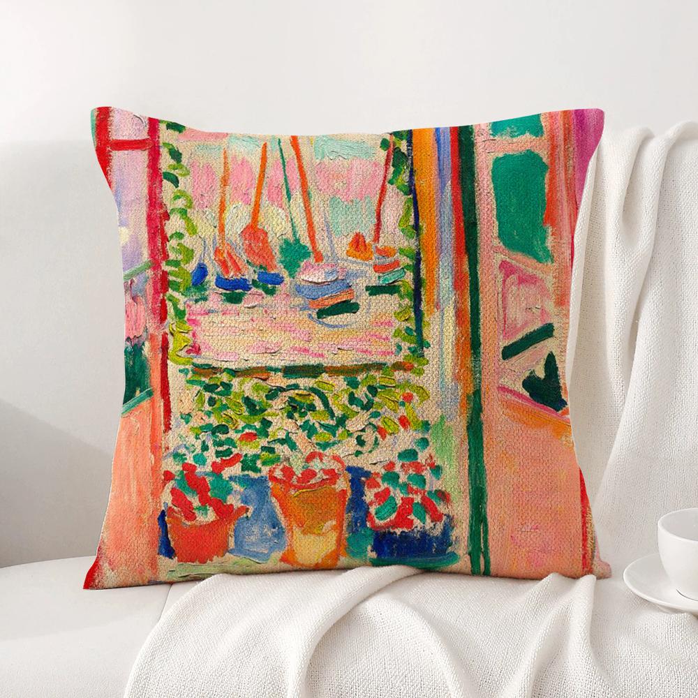 H-Henri M-Matisse Painting Cushion Cover Summer Coolness Linen Fabric Double-Sided Printing Pillow Case Sofa Home Decor Gift