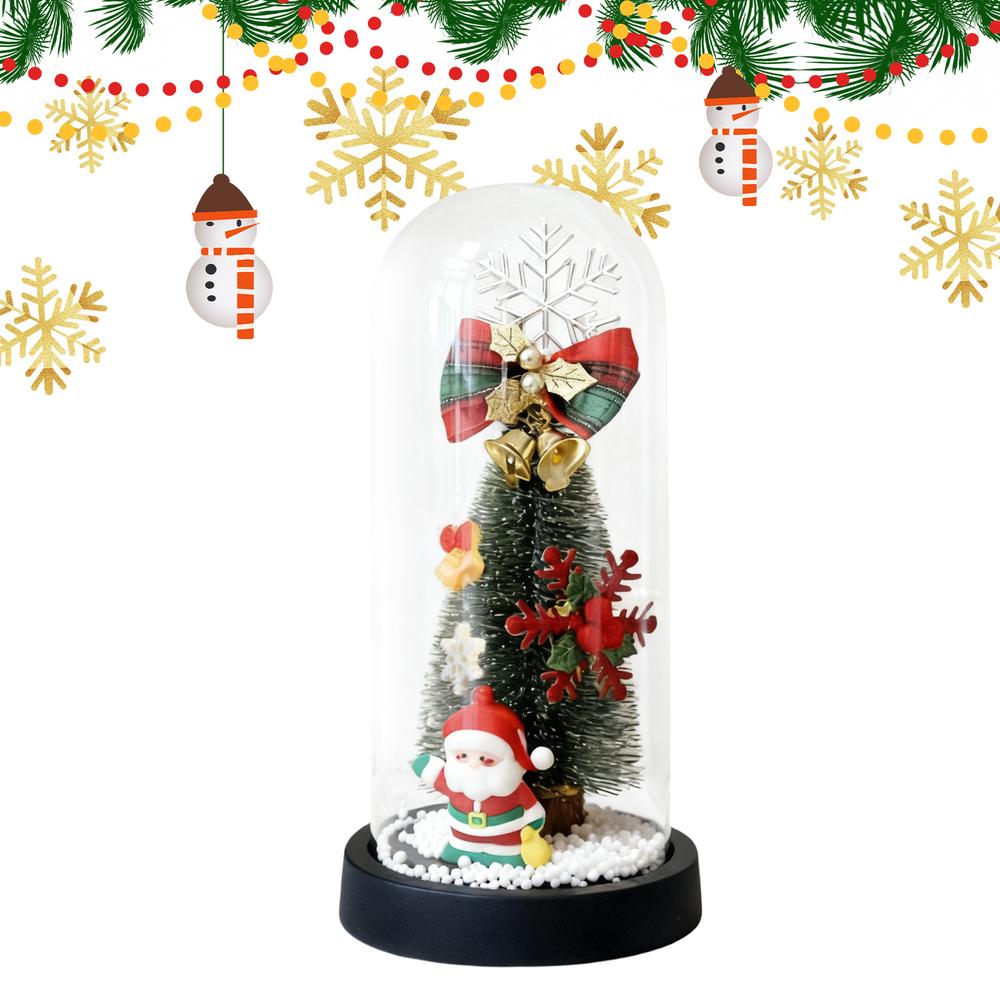 Christmas Nightlight Transparent Glass Christmas Decoration Lamp Glass Dome Ornaments Table Night Lights For Living Room Bedroom