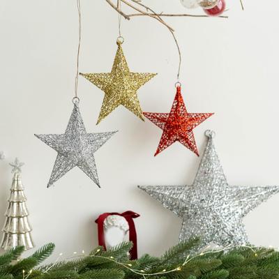 1PC Star Ornament Christmas Decor   Party Decor Glitter Pentagram Home Accessories Xmas-Tree Pendant
