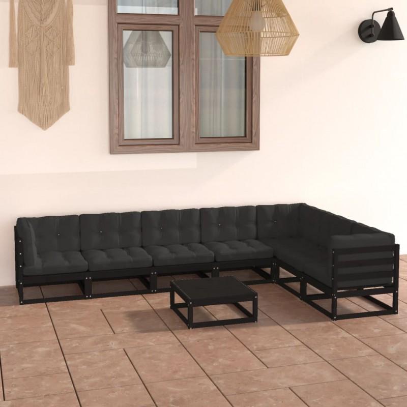 Day and Night - Day and Night 8-piece Garden Furniture Set with Black Pine Wood Cushions