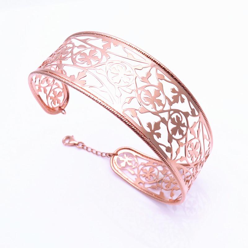 Color Gold Purple Gold Hollow Big Flower Bracelet Fashion Personality Temperament Rose Gold Plated Bracelet