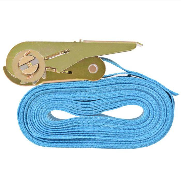 VidaXL Sangle d’arrimage à cliquet 10 pcs 0,8 tonne 4 m x 25 mm Bleu