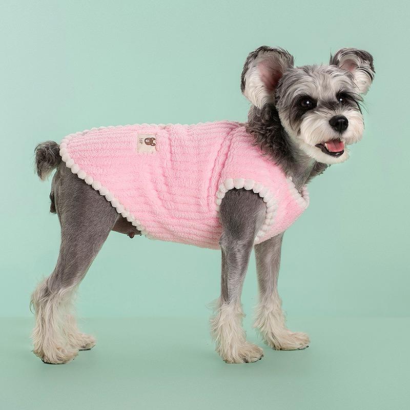 Pet dog clothes, spring, autumn and winter, comfortable close-fitting vest, piled and thickened warm fleece