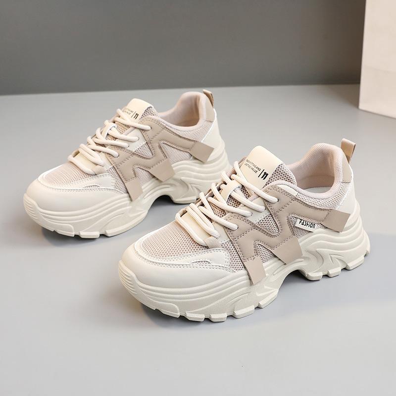 

[Customized] QRJ01 new 2025 spring and summer breathable mesh dad shoes heightened platform sports shoes comfortable 40