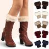 1 Pair Women Winter Knitting Leg Warmers Boot Cover Keep Warm Socks Solid Color Short Socks Boot Warmers Boot Toppers