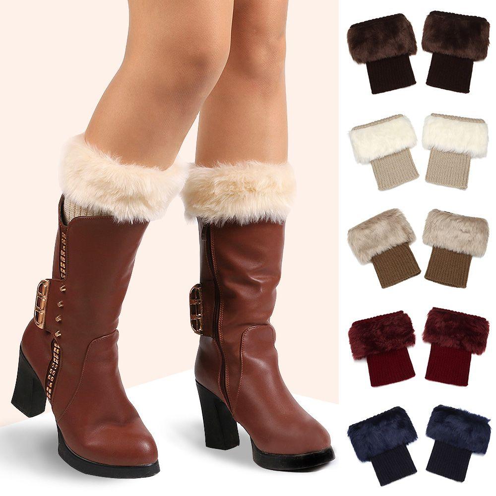 1 Pair Women Winter Knitting Leg Warmers Boot Cover Keep Warm Socks Solid Color Short Socks Boot Warmers Boot Toppers