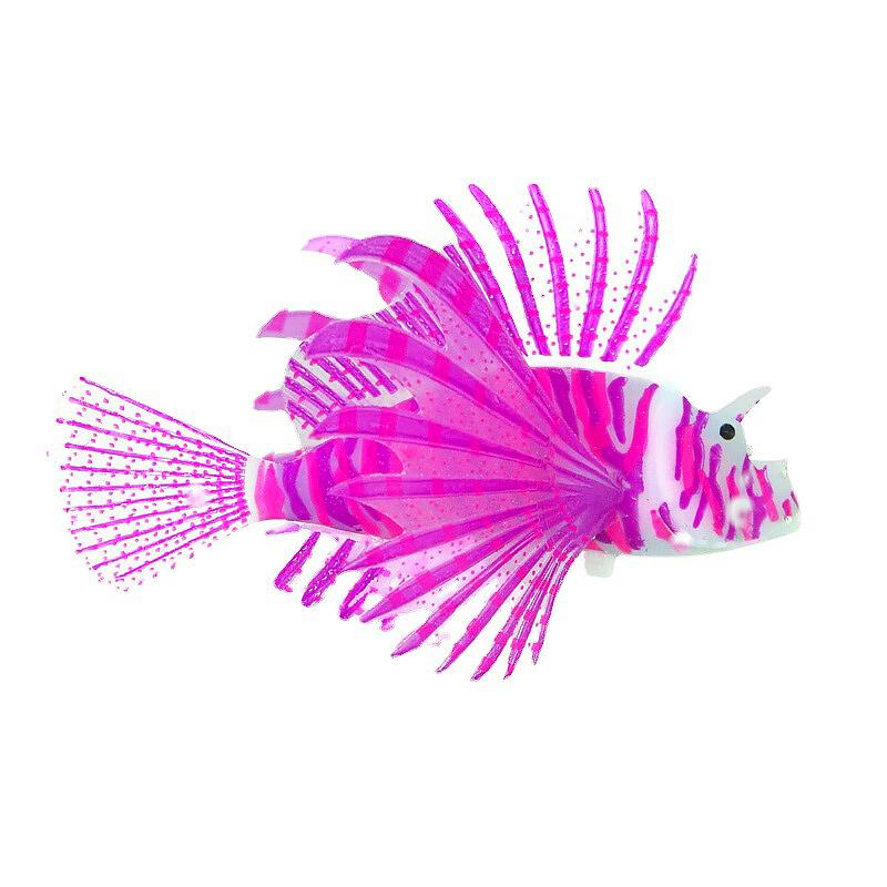 1/4pcs Aquarium Ornament Non-Toxic Home Decor Realistic Silicone Lionfish Floating Fake Fish Glow-in-the-Dark Artificial