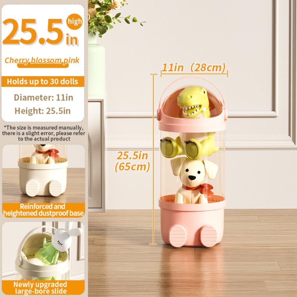 

Прозрачный плюшевый тубус для хранения игрушек, мультяшный органайзер для мягких кукол, подарки на день рождения Pink-1 Layer