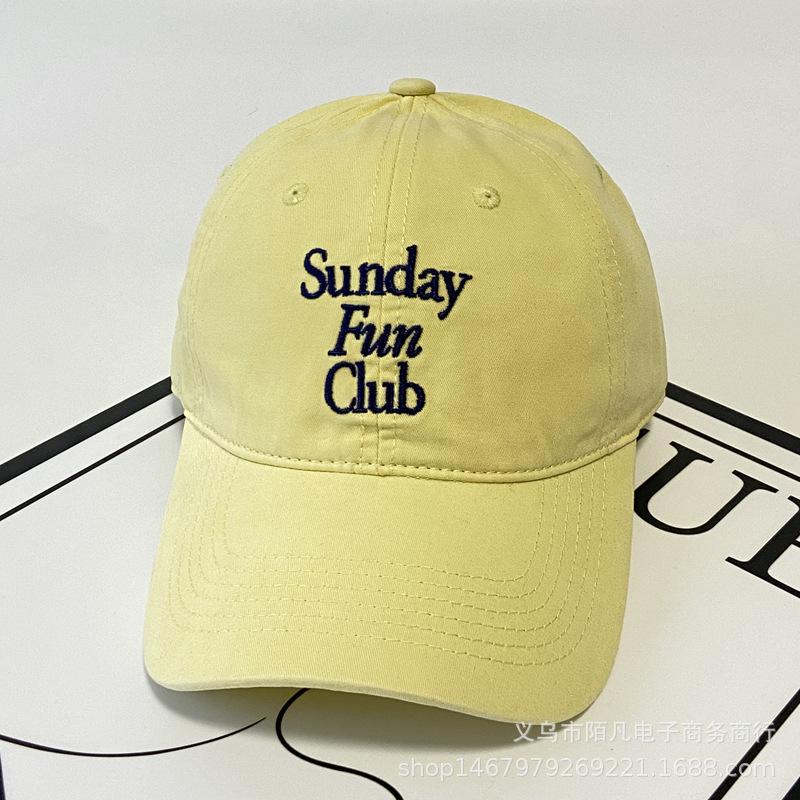 New Cotton Baseball Cap Men's and Women's Sunday Three-row Letter Cap Spring and Summer Wide-brimmed Sun Hat