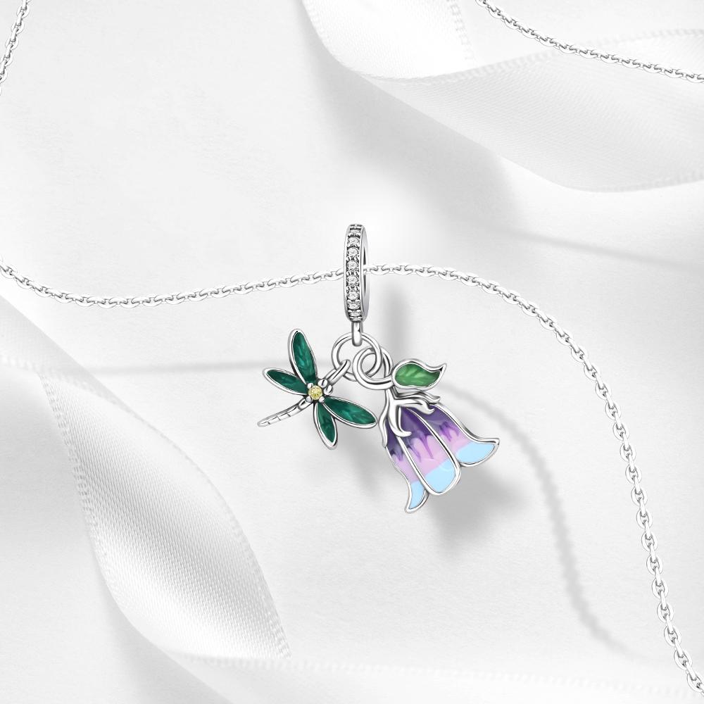 Ahthen Copper Beads Dragonfly Bluebell Dangle Charm Fits Snake Chain Bracelets Necklaces For Women Jewelry Item Creating