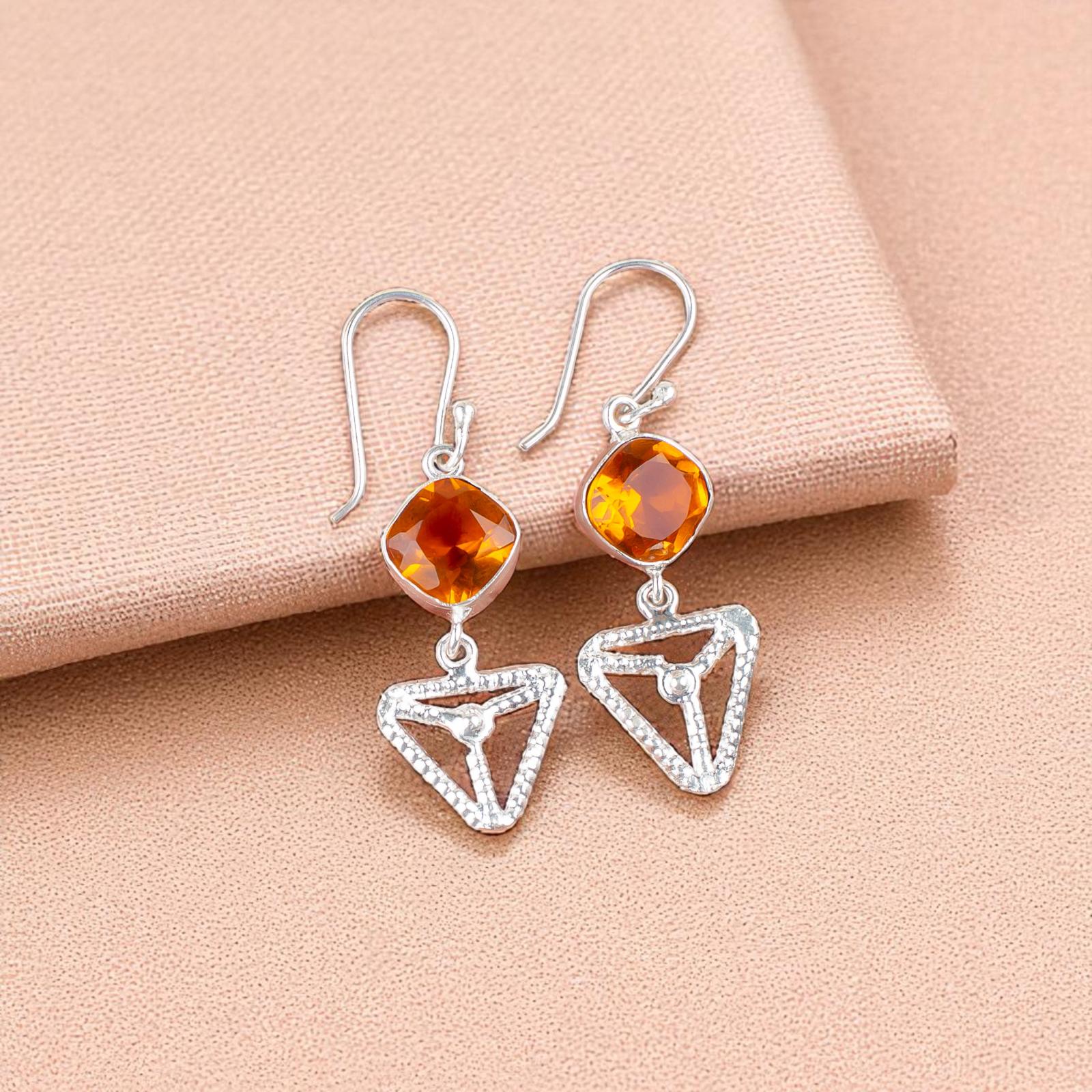 

Citrine Gemstone 925 Sterling Silver Jewelry Handmade Earrings 2.00 For Women EE-45-1