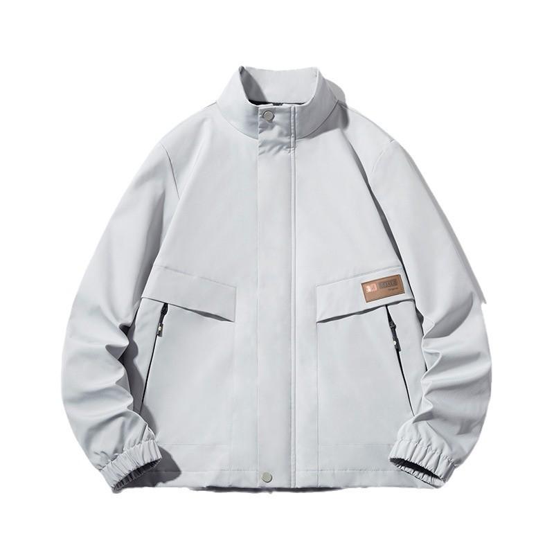 New Jacket Men's Spring and Autumn Thin Season Stand-up Collar Loose Leisure Sports Large Size Trend Solid Color Coat Men