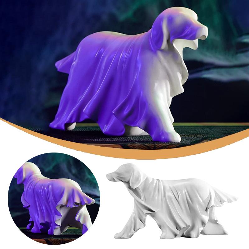 Luminous Ghost Dog Statue Ghosts Walking Dog Figurine Halloween Decoration Resin Ornament Home Festival Party Decoration