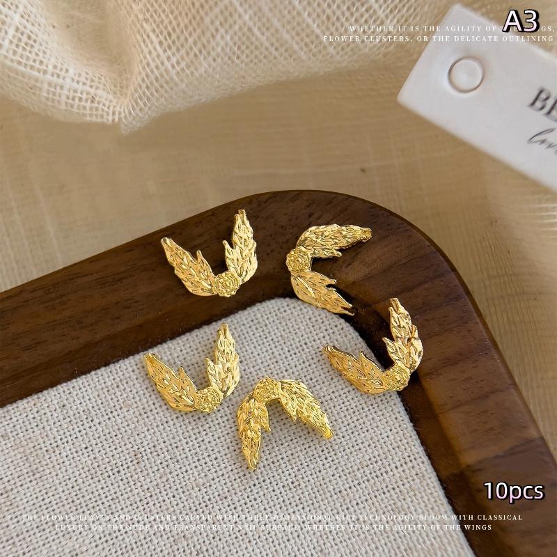 

10Pcs Golden Flower Nail Diamond French Style Nail Art Decorations Accessories Nail Manicure Charms