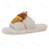 Cute Cartoon One Word Slippers Women's Autumn Winter Warm Non Slip Casual Plush Shoes Lightweight Comfortable Indoor Home Shoes