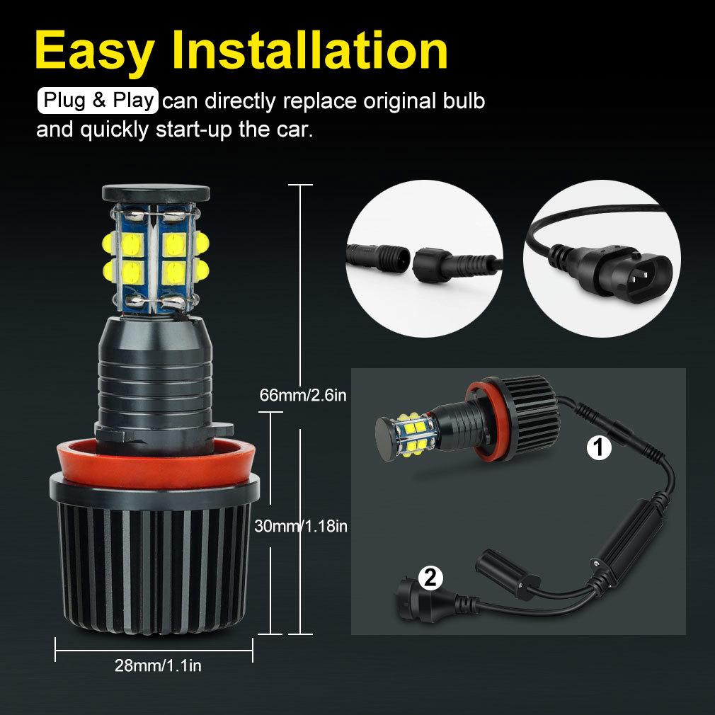 2pcs H8 LED Angel Eyes Headlight Led Marker Lights Canbus for BMW X5 E70 X6 E71 E90 E91 E92 M3 E89 E82 E87 Auto Head Lamp 12V