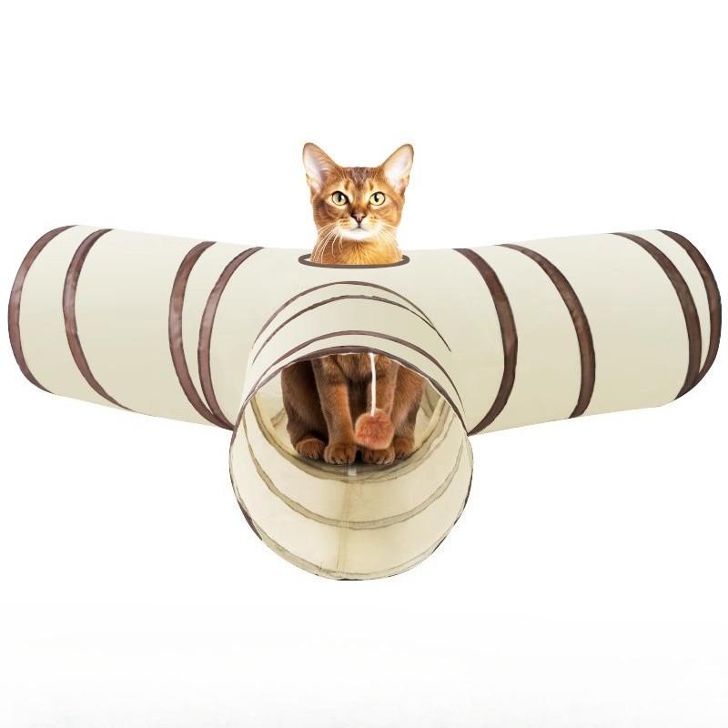 Fun Polyester Cat Tunnel Tube Breathable Foldable Cat Nest Training Interactive Pet Fun Play Toy Cat