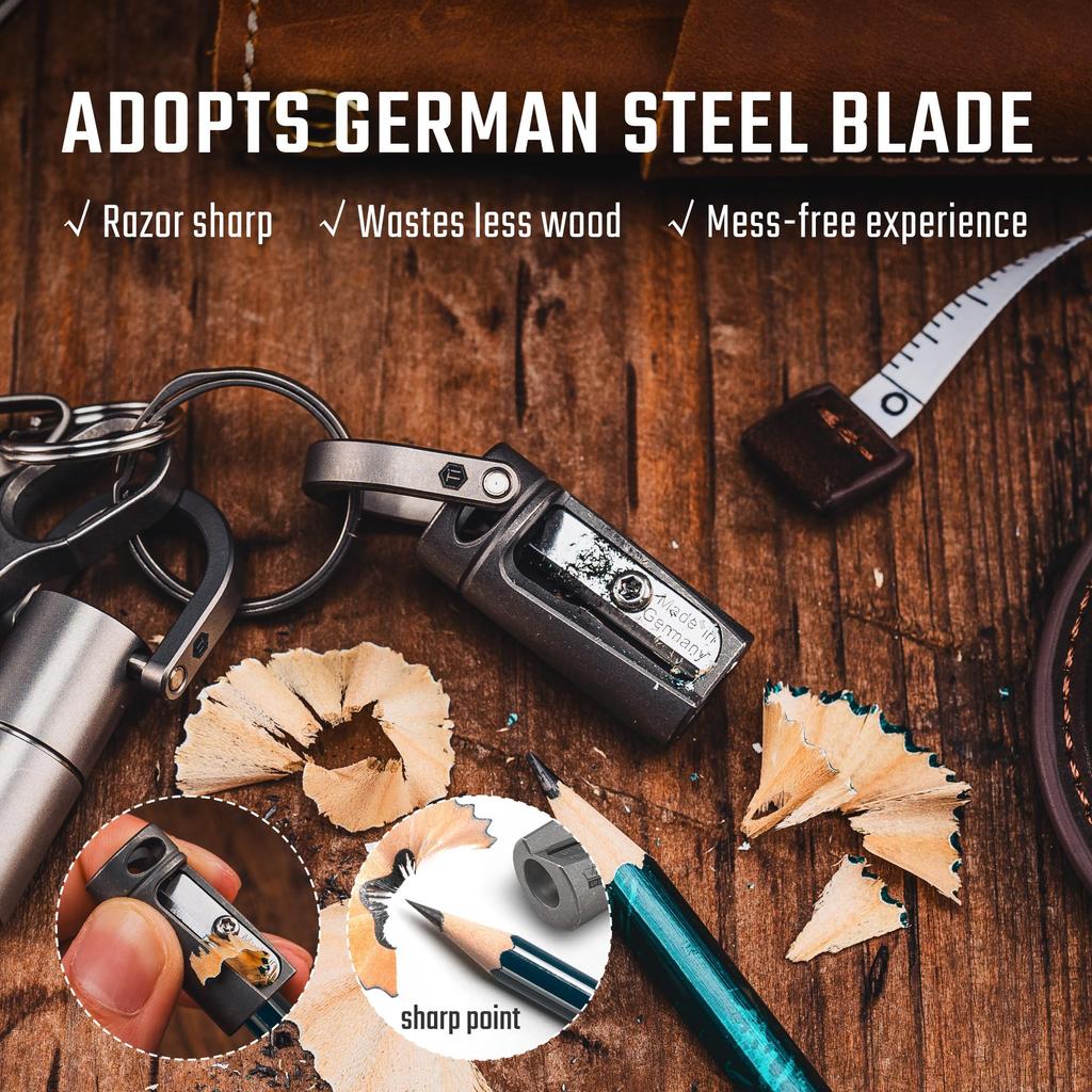 KeyUnity KT00 Titanium Alloy Pencil Sharpener German Steel Manual Colored Pencil 8mm Pencil Hole Diameter Lightweight Small Portable EDC Pencil
