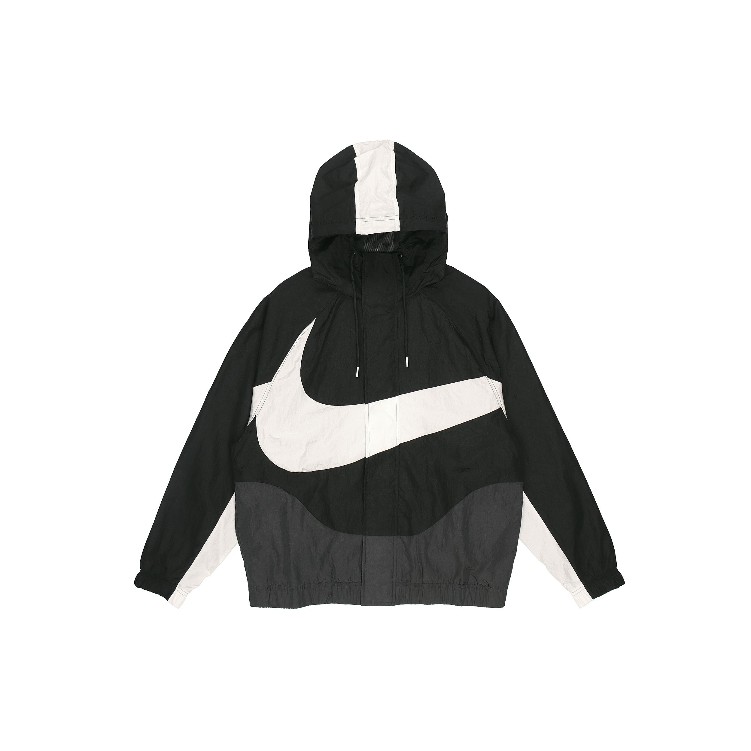 

New Nike Sportswear Swoosh Hooded Woven Large Logo Jacket Black DD5968-010 L