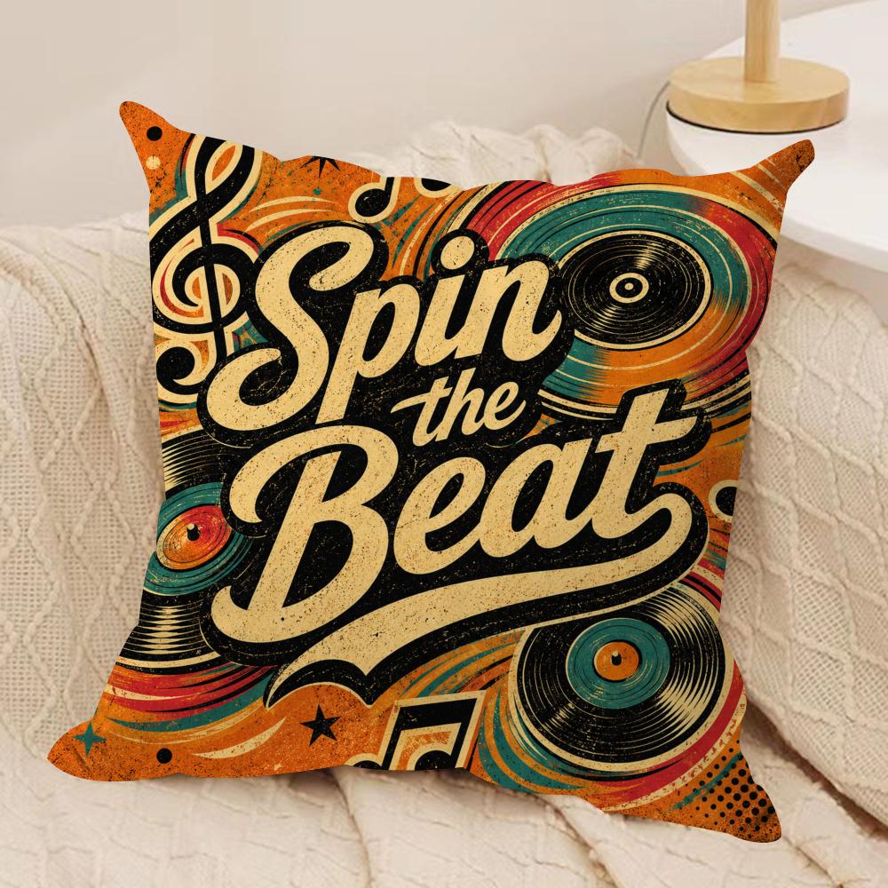 Retro Vinyl Music Cushion Cover Pillow Case Short Plush Square Throw Pillow Covers Pillowcase Sofa Home Decor Gift