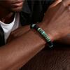 Bohemian Black Agate Beaded Bracelet for Men,Eiastic Green Stone Bead Bracelets,Handmade Stacking Stretch Bracelets Gift