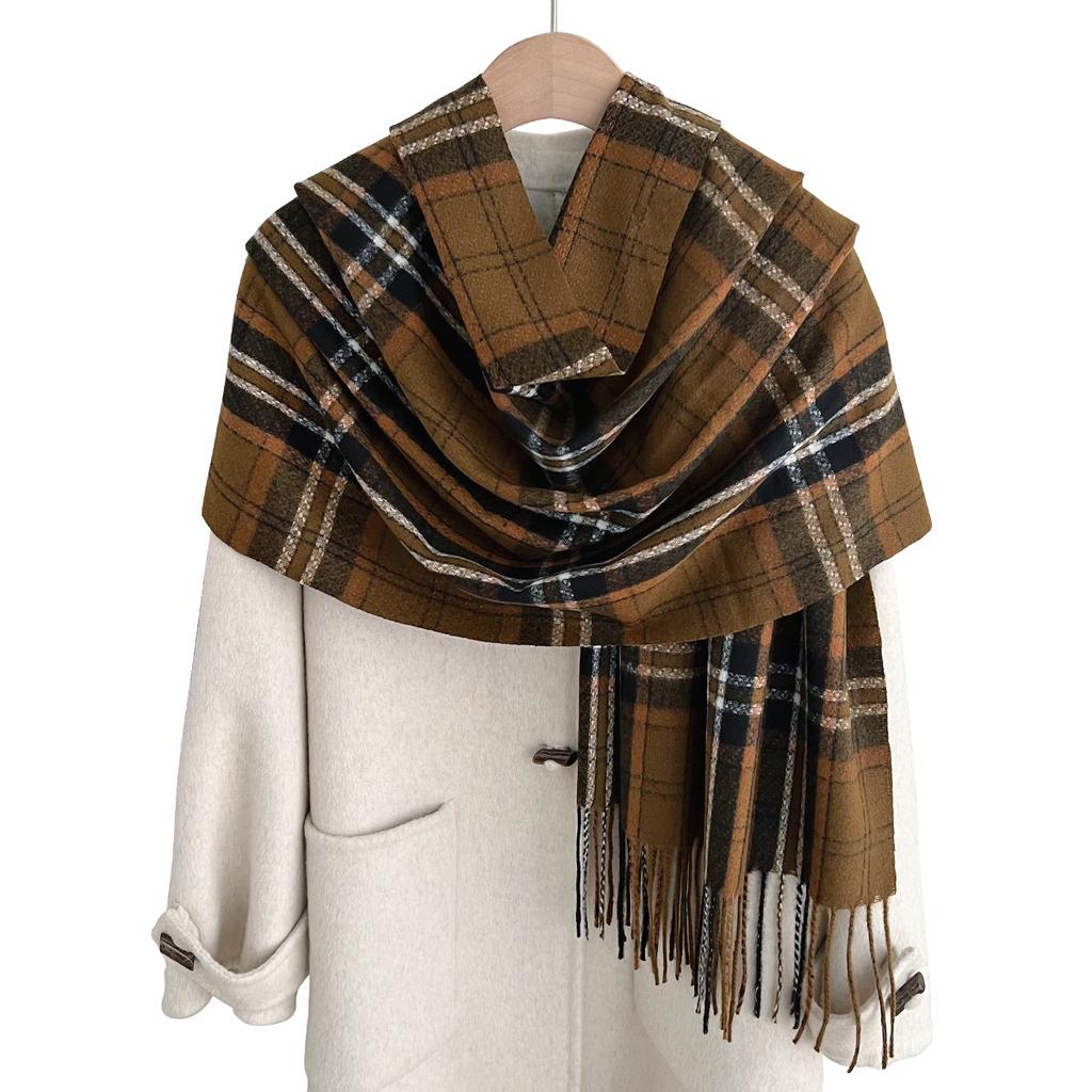 South Korea's new soft waxy plaid scarf casual versatile simple warm scarf autumn and winter atmosphere fashion shawl