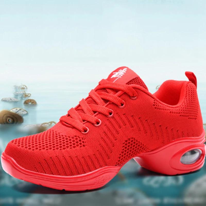 Summer Mesh Soft Sole Jazz Shoes Woman Modern Soft Outsole Dance Ladies Sneakers Breathable Lightweight Dancing Fitness Shoes