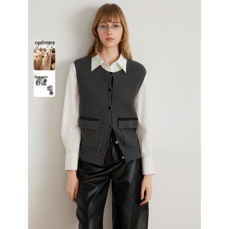 ELLE Women s Merino Wool Cashmere Knit Vest M