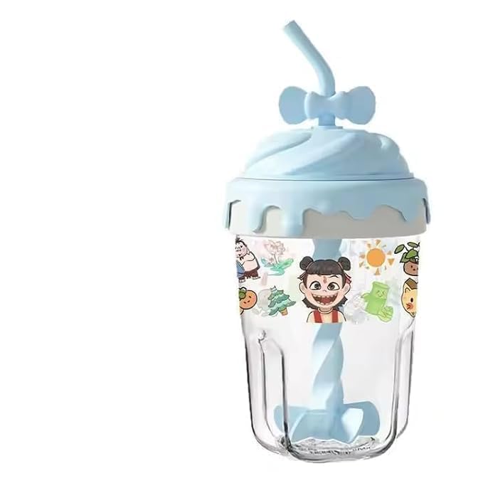 TIVOXA 400ml Sipper Bottle Creative Mixing Cup Sipper Bottle with Lid and Straw Cute Shaker Mug Water Tumbler for Protein Shakes Iced Coffee Milksh