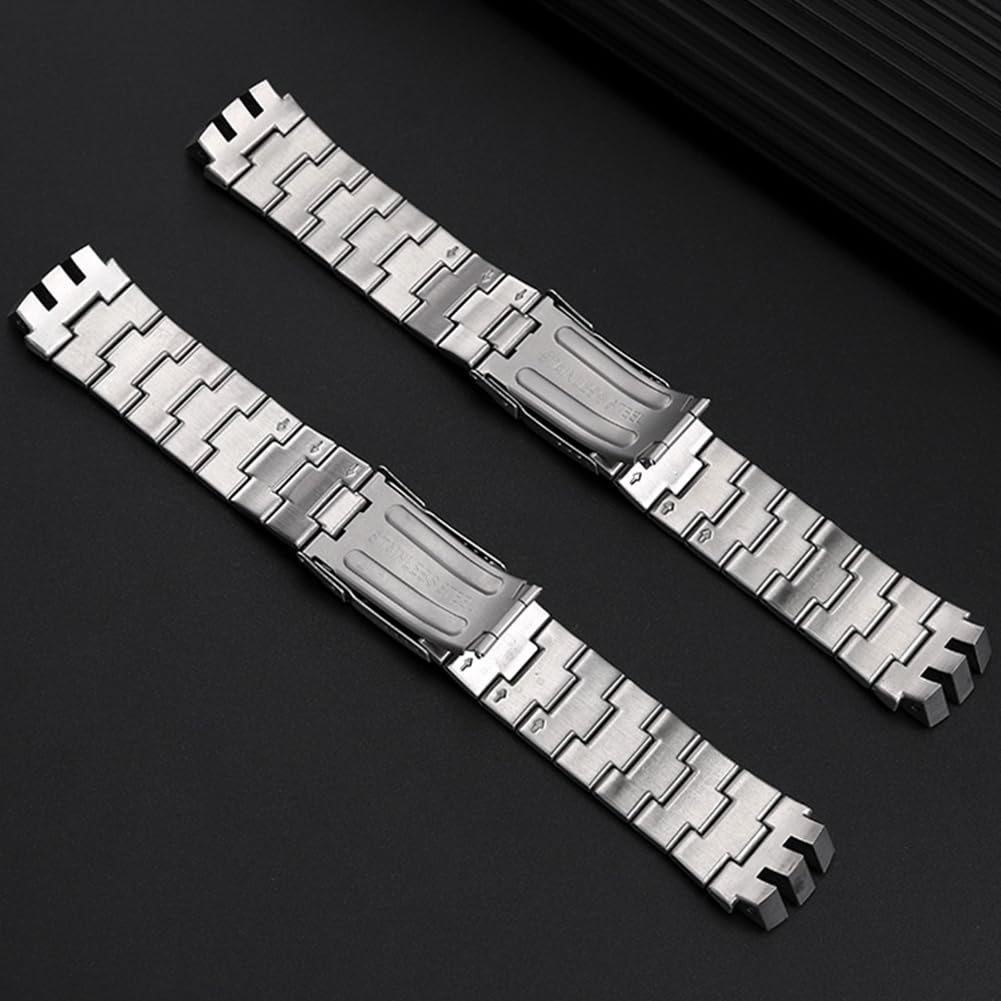 Sibehill 20mm Replacement Stainless Steel Watch Band for Swatch, with Adjustment Tool, Arched Concave Mounting Type