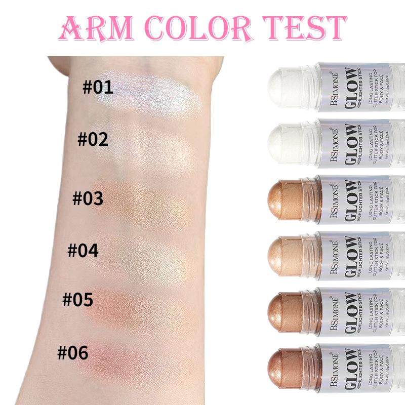 Bsimone 3D Face Brightening Highlighter Bar Cosmetic Face Contour Bronzer Shimmer Highlighter Stick Concealer Cream Makeup Tool