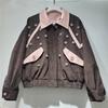 Trendige Retro-Kontrastfarben-Patchwork-Graue Cordjacke Damen, Neuer Trendiger Mode-Mantel