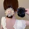 Elegant Camellia Rhinestone Scrunchie, Mesh Rose High Elastic Hair Tie, Soft and Hair-friendly for Daily Wear
