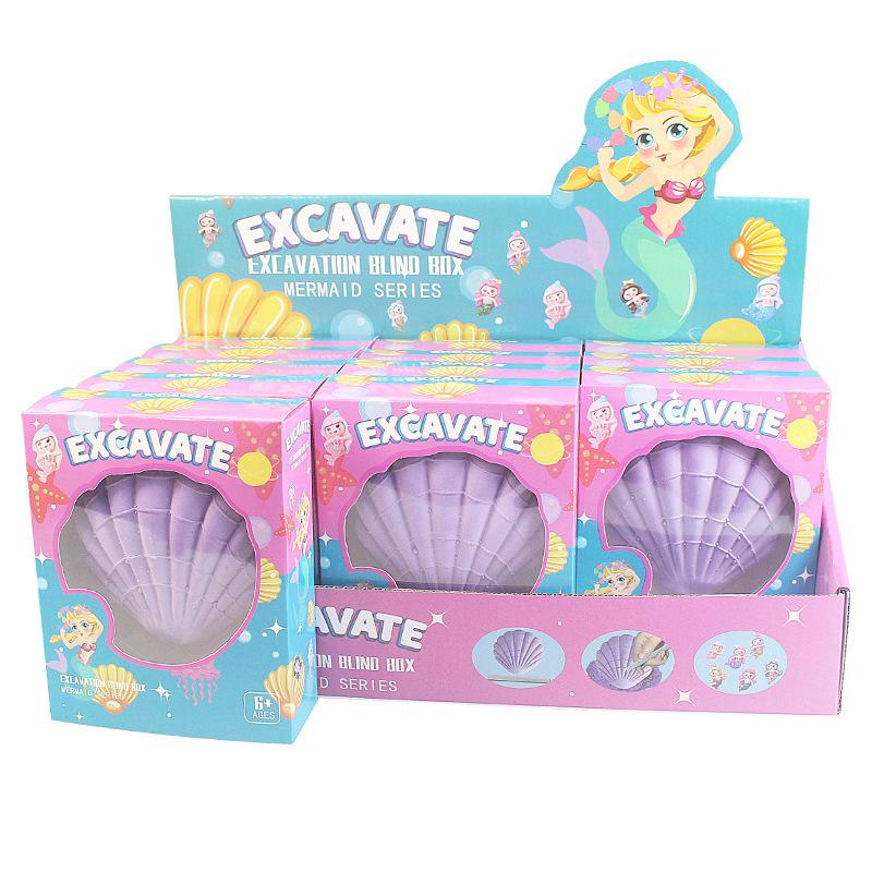 Mermaid Shell Gemstone Digging Kit Archaeological Excavation Handmade Toys Children Excavation Treasure Fossils Kit For Kid Gift