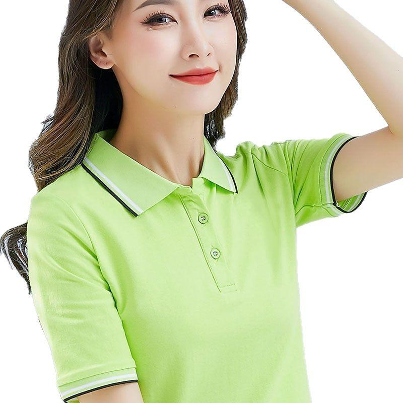 Short-sleeved Polo Shirt Printing Pictures Casual Sports Top T-shirt for Women Summer