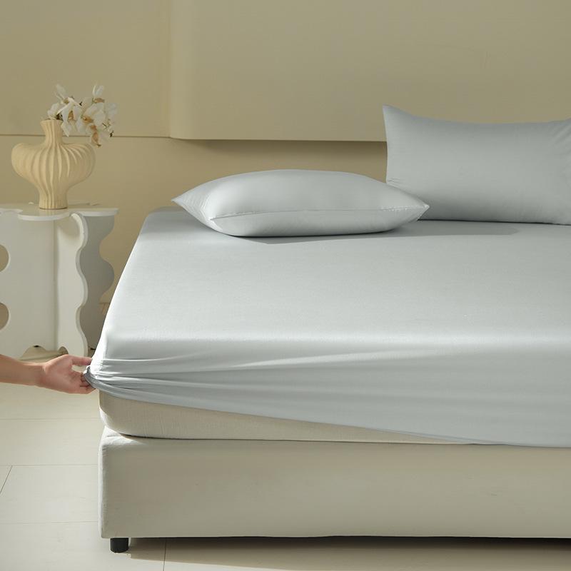 A-Class Sateen Cotton Fitted Sheet Set - Stylish Solid Color, Non-Slip Mattress Protector Cover (3 Pieces)
