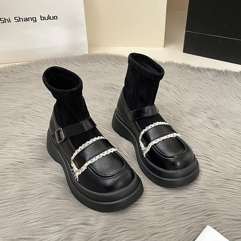 Versatile small leather shoes women's summer new temperament muffin thick-soled socks small height-increasing women's shoes
