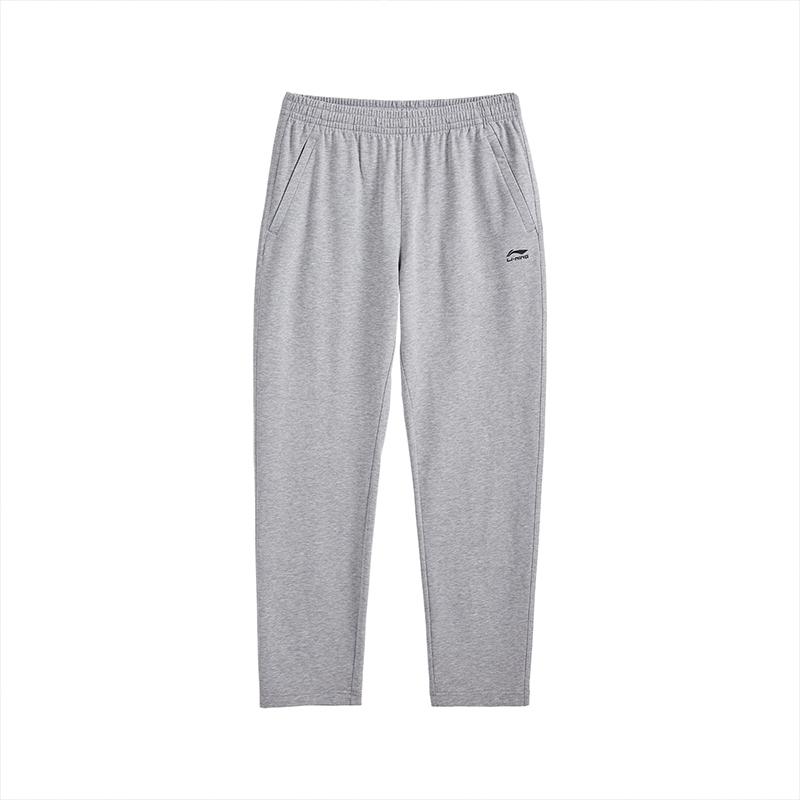 Li Ning American Street Style Comfortable Simple Breathable Straight Loose Versatile Casual Knitted Sports Pants Unisex Pants Light-Gray AKLV811-2