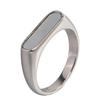 5MM Simple Fashion Stainless Steel Ring with Mother-of-Pearl Inlay & Drip Oil Finish - Versatile Temperament Women's Ring