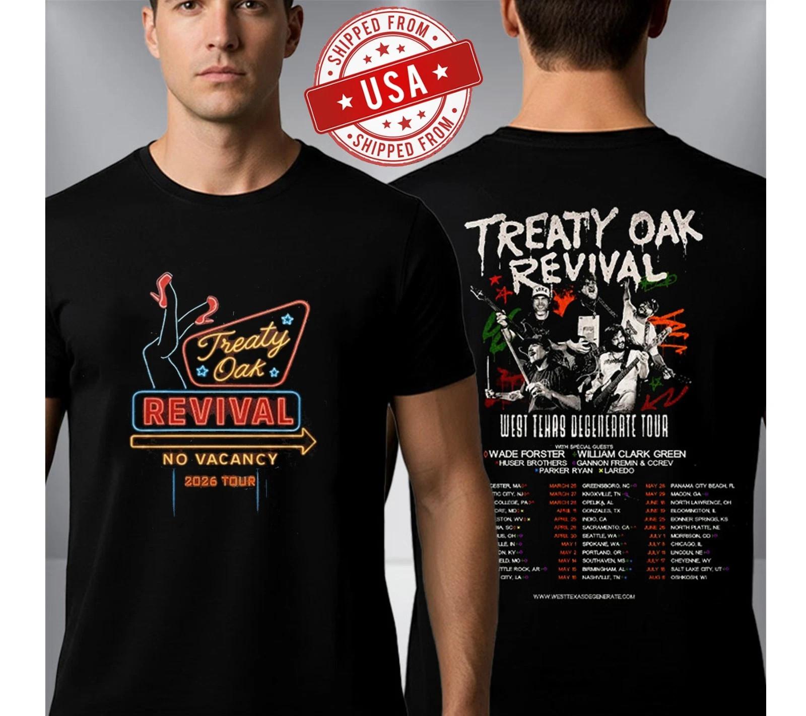 Treaty Oak Revival Tee, West Texas Degenerate Tour 2026 T-Shirt L