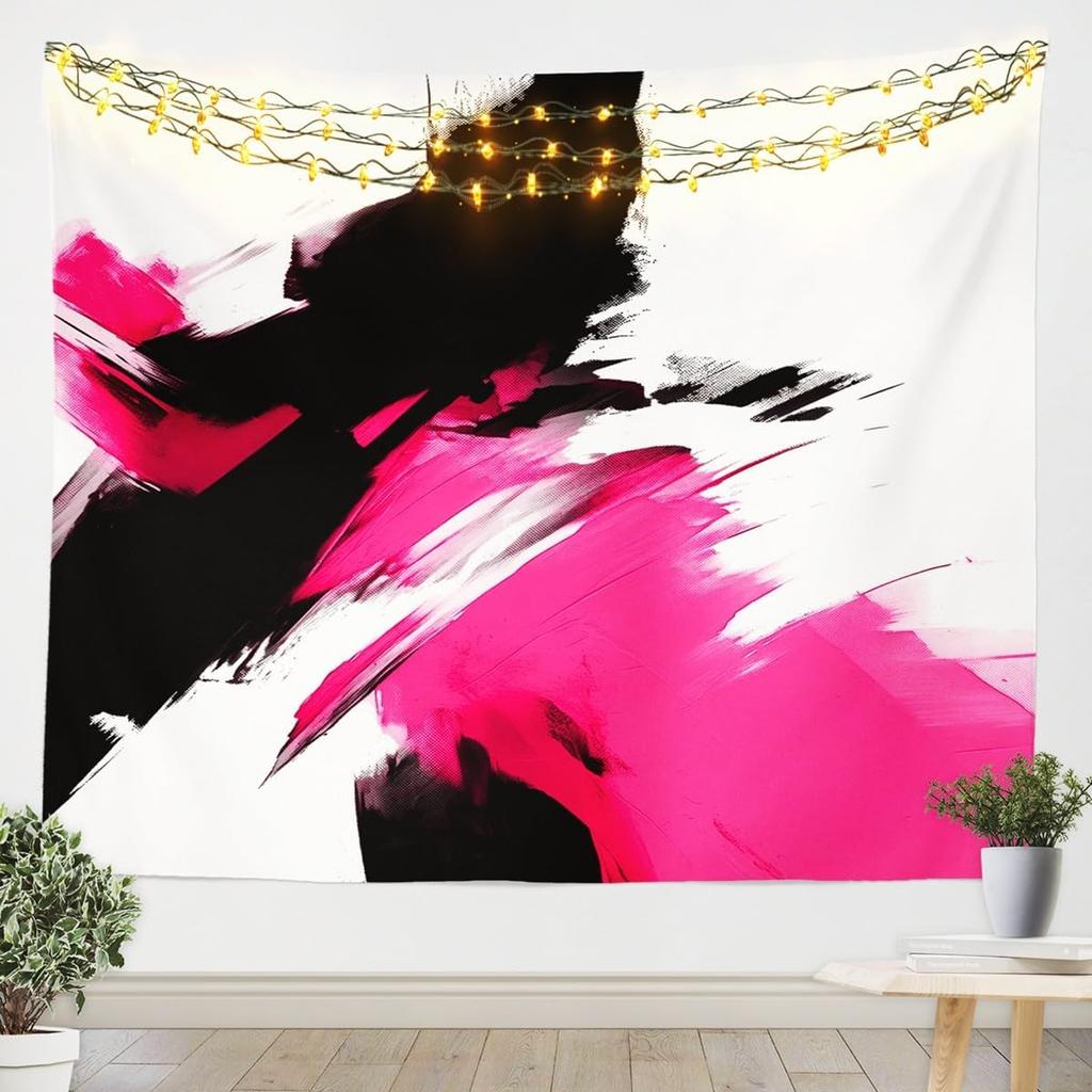 Purple Black White Tapestry Size Kids Abstract Geometric Wall Art for Boys Girls Teens Modern Minimalist Wall Hanging Blanket