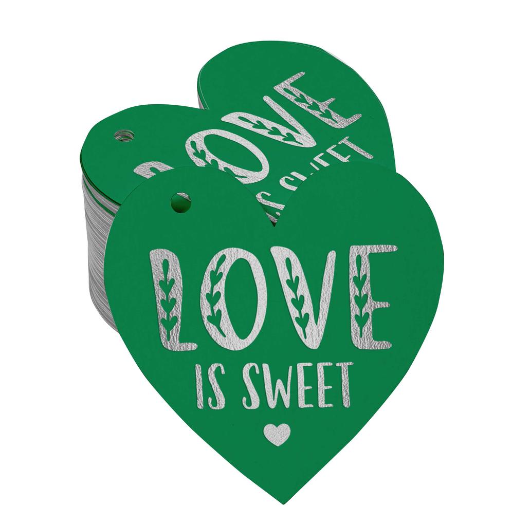 Inkdotpot 100 Pack Real Silver Foil Paper Tag Love Is Sweet Wedding Favor Hang
