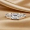 4x6mm Emerald Cut Moissanite Ring Set for Women   CopperSparkling Stackable Row Ring Party Wedding Bands Jewelry