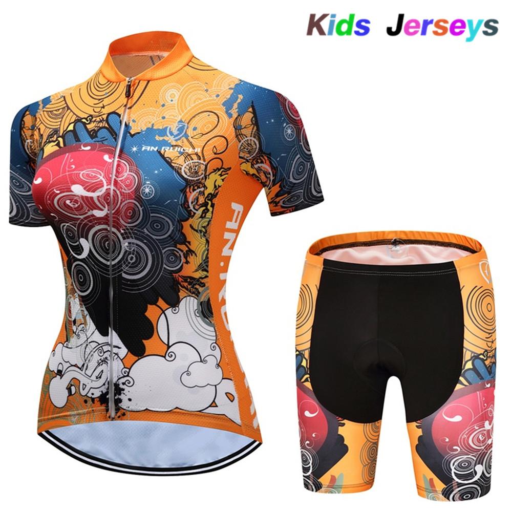 2026 Girls Cycling Jersey Set Ropa Ciclismo Cycling Kit for Kids Summer Breathable Cartoon Bicycle Jersey Suit Children Clothes