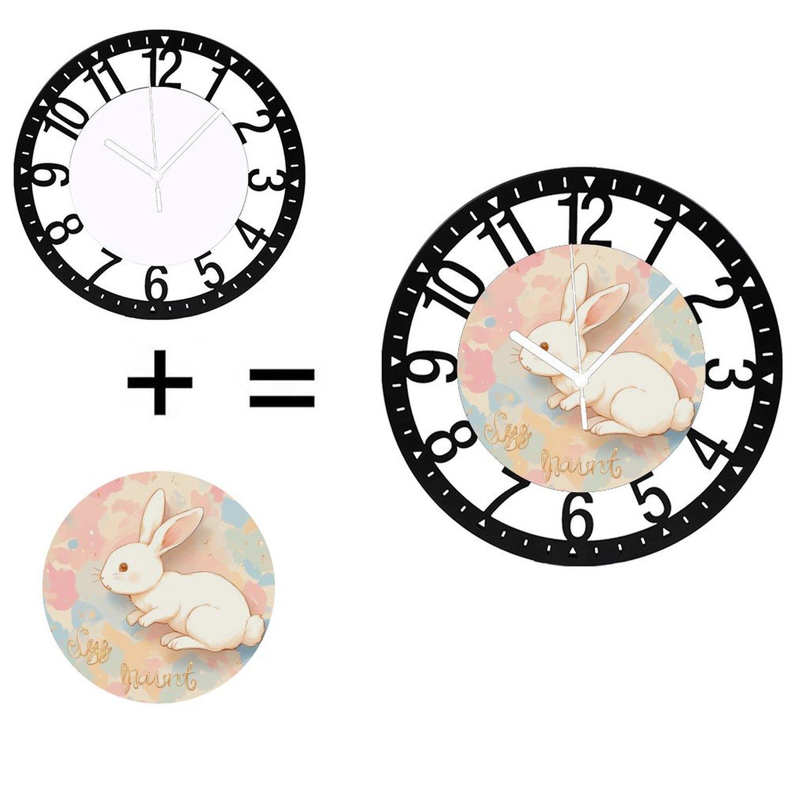 25cm Circular Iron Wall Clock with a Sunflower Field (Black,10 inch(25.40cm))